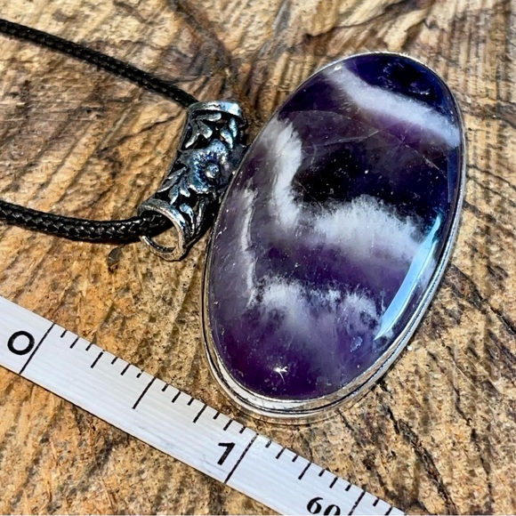 Deep Purple Chevron Amethyst Pendant 1 1/4”x 2” - Picture 9 of 15